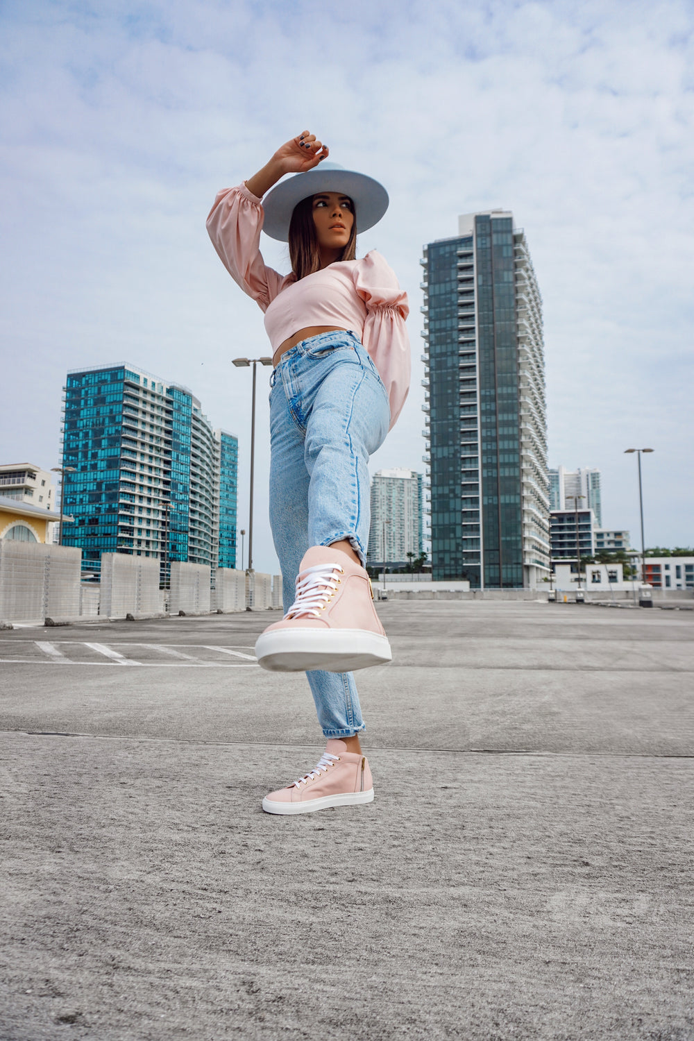 The perfect city girl sneaker. Pink Blush Leather, versatile, comfortable, cute and different.  