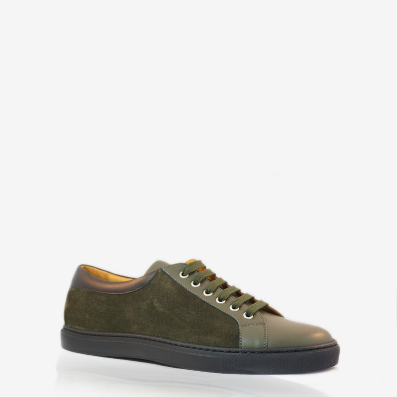 Olive green leather sneakers, Men